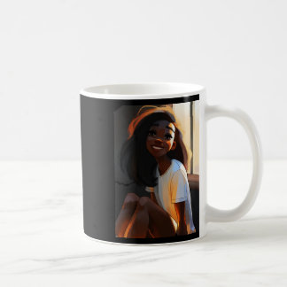 Cute Dark Skin Girl Smiling Sticker Coffee Mug