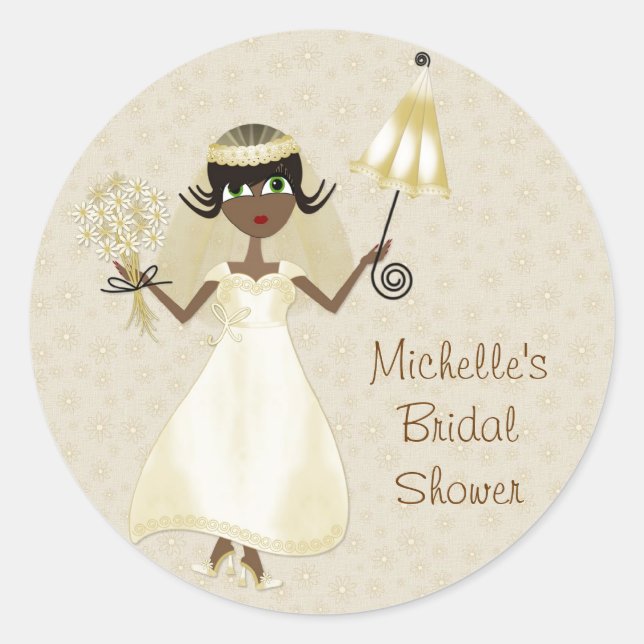 Cute Dark-skinned Bride Sticker (Front)