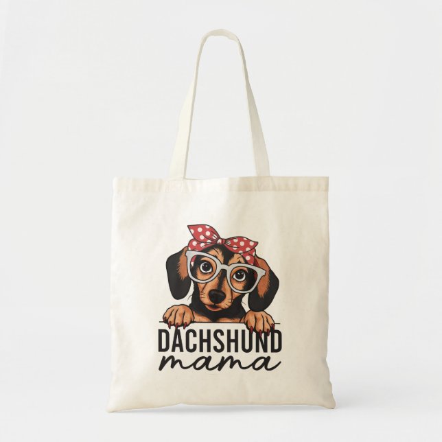 Cute Daschund Mama Illustration Tote Bag (Front)