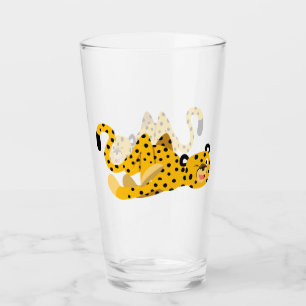 Cute Dashing Cartoon Cheetah Glass