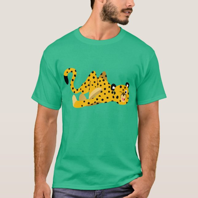 Cute Dashing Cartoon Cheetah T-Shirt (Front)