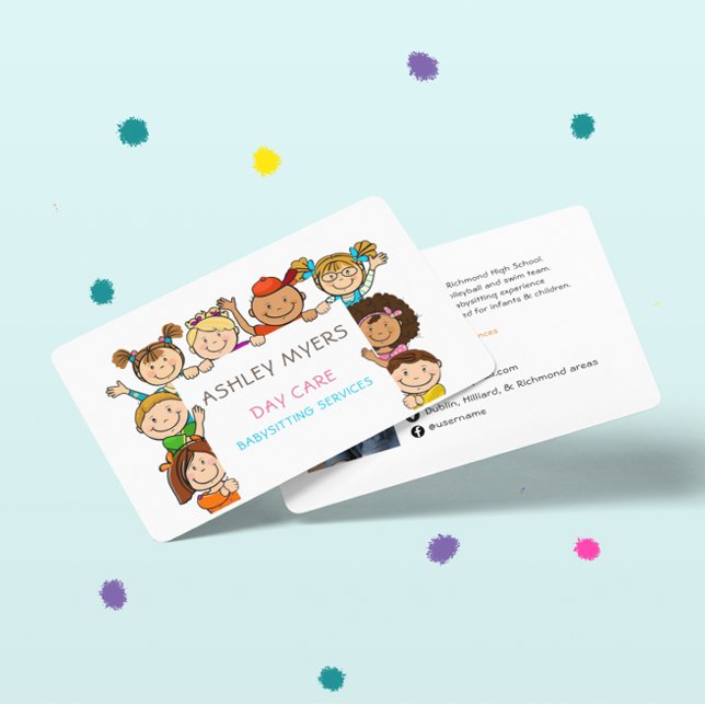 Cute Day Care Babysitting Profile & Photo Business Card (Creator Uploaded)