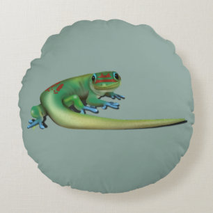 Cute Day Gecko ( the you talking to me? Look back) Round Cushion