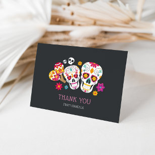 Cute Day of the Dead Sugar Skulls Personalised Thank You Card
