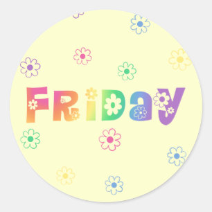 Cute Day Of The Week Friday Classic Round Sticker