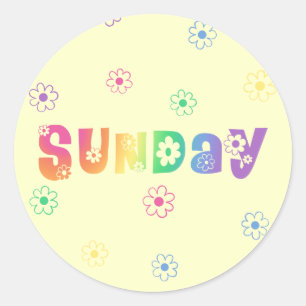 Cute Day Of The Week Sunday Classic Round Sticker
