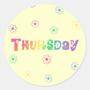 Cute Day Of The Week Thursday Classic Round Sticker