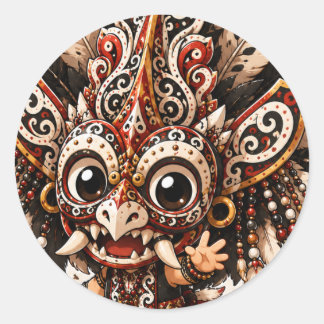 CUTE DAYAK HUDOQ MASK CHIBI TRIBAL STICKER