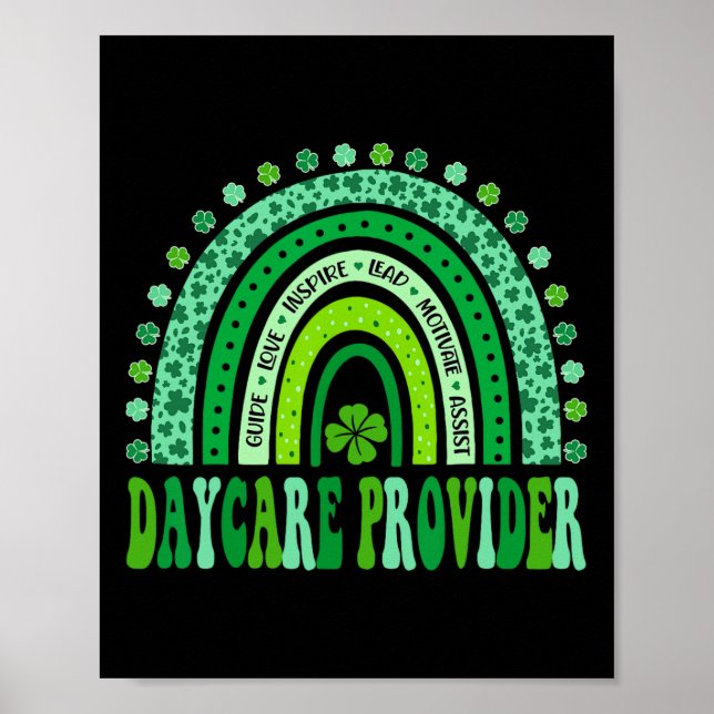 Cute Daycare Provider Rainbow St Patricks Day  Poster (Front)
