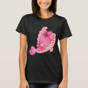 Cute Dead Pink Fish Cartoon – Funny Spooky Fish T-Shirt