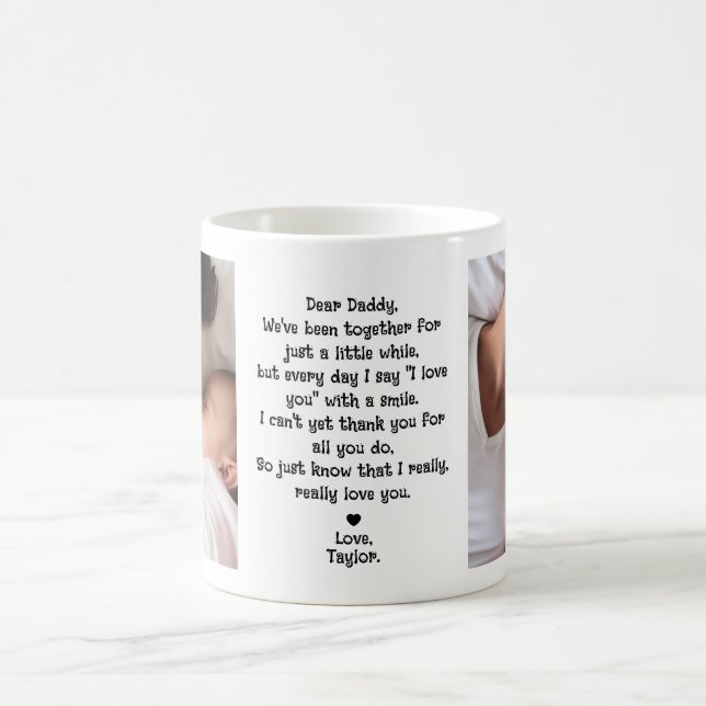Cute Dear Daddy Poem 2-Photo Coffee Mug (Center)