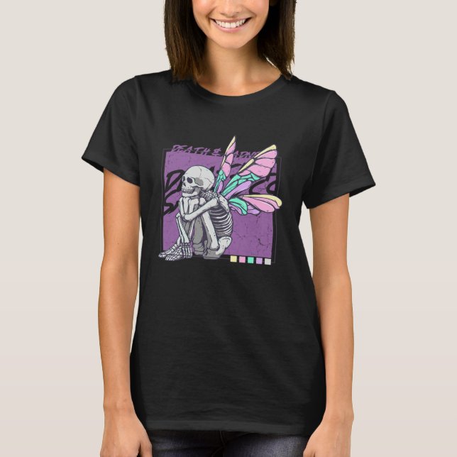 Cute Death Sadness Goth Fairy Skeleton Butterfly A T-Shirt (Front)