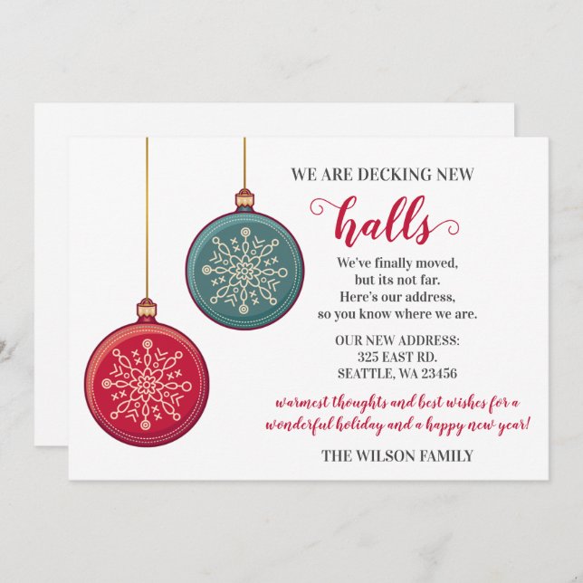 Cute Decking The New Halls Moving Holiday Card (Front/Back)