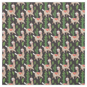 Cute Decorated Llamas Pattern Fabric
