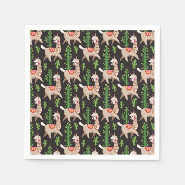 Cute Decorated Llamas Pattern Napkin (Front)