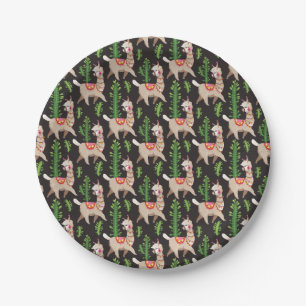 Cute Decorated Llamas Pattern Paper Plate