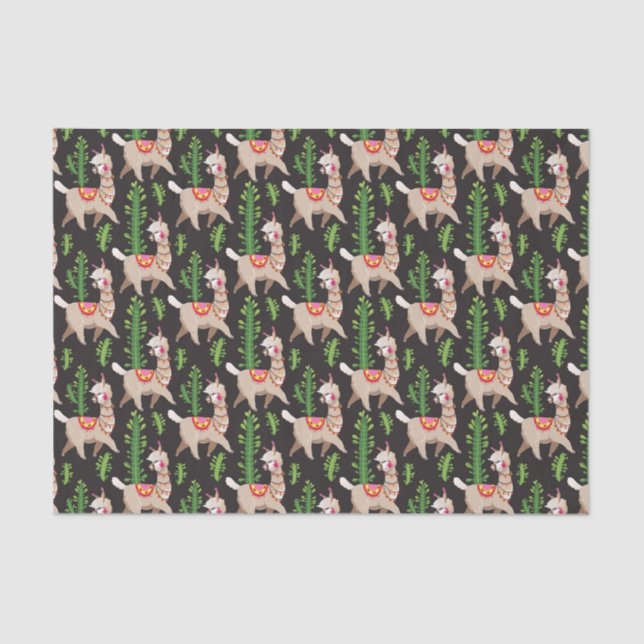 Cute Decorated Llamas Pattern Tissue Paper (Front)