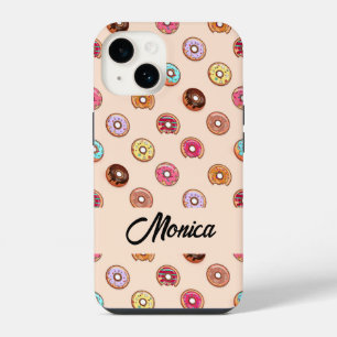 Cute decorative doughnuts on pink iPhone 14 case