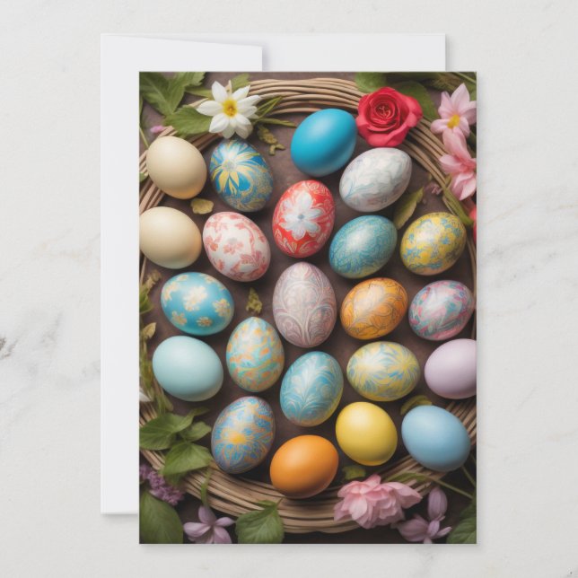 Cute Decorative Easter Egg Collage Holiday Card (Front)