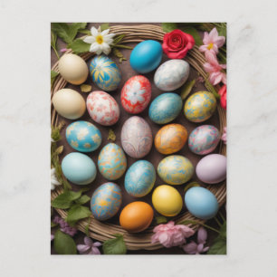 Cute Decorative Easter Egg Collage Postcard