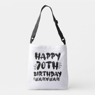 Cute decorative happy 70th birthday, seventieth crossbody bag