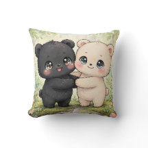 Cute decorative pillow with two teddy bears
