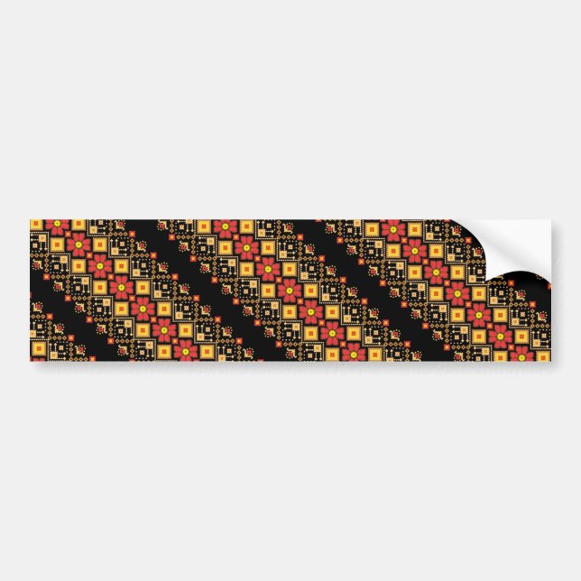Cute decorative ukrainian floral patterns design bumper sticker (Front)