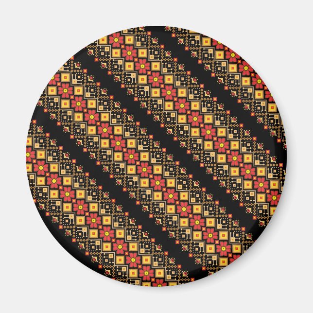 Cute decorative ukrainian floral patterns design magnet (Front)