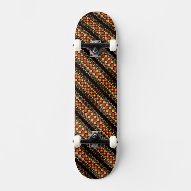 Cute decorative ukrainian floral patterns design skateboard (Front)