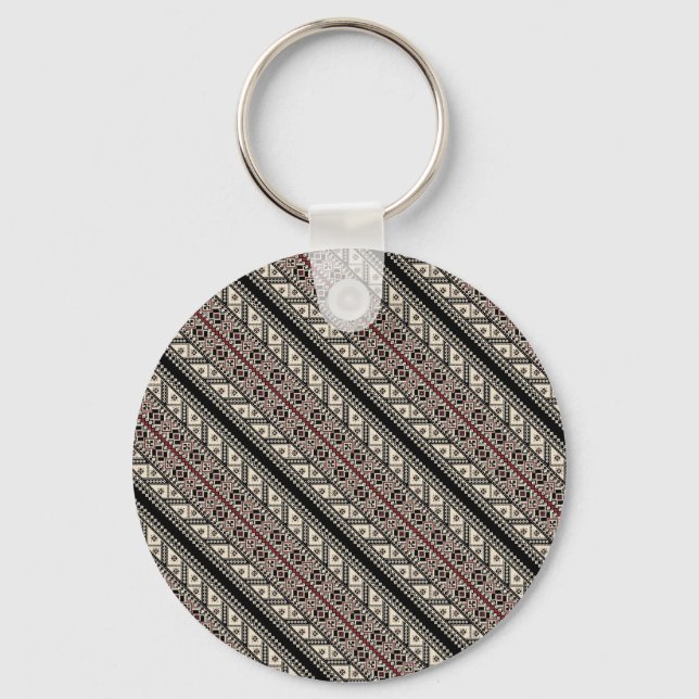 Cute decorative ukrainian patterns design key ring (Front)