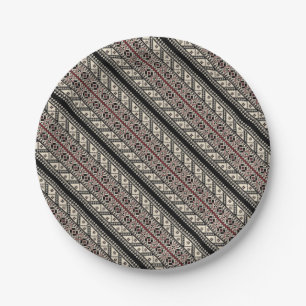 Cute decorative ukrainian patterns design paper plate