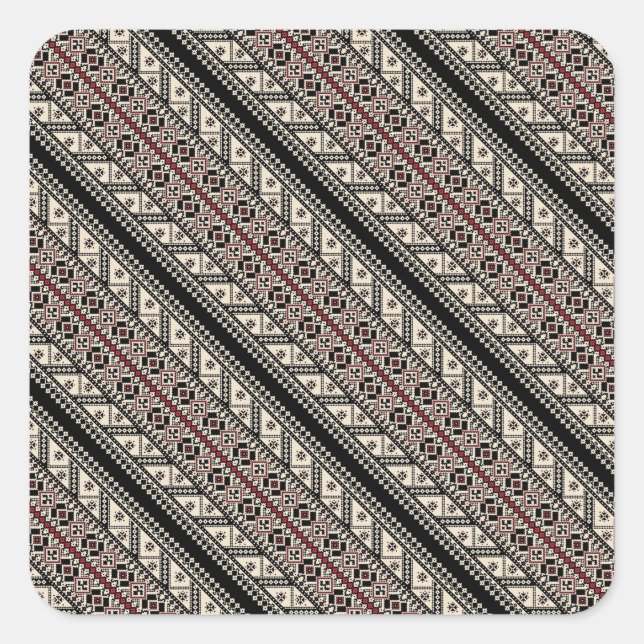 Cute decorative ukrainian patterns design square sticker (Front)