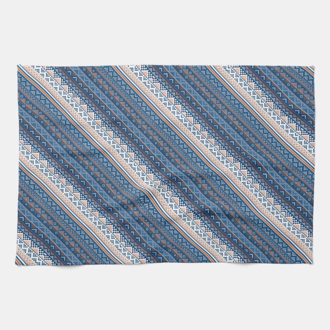 Cute decorative ukrainian patterns design tea towel (Horizontal)