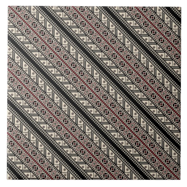 Cute decorative ukrainian patterns design tile (Front)