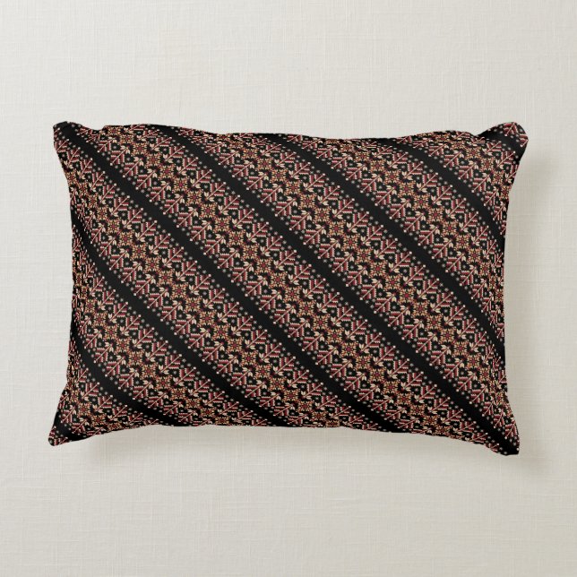 Cute decorative ukrainian stripes patterns cushion (Back)