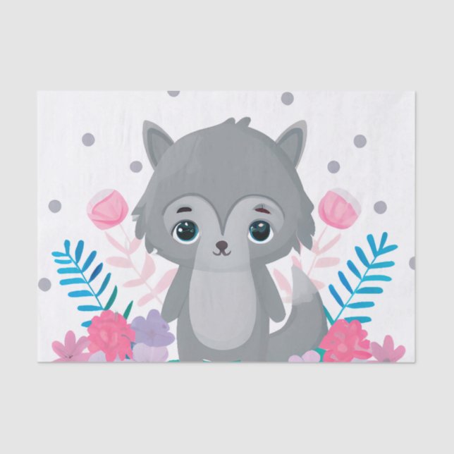 Cute Decoupage kids wolf lovers  Tissue Paper (Front)