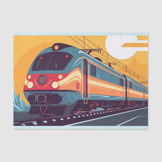 Cute Decoupage train lovers retro Tissue Paper (Front)
