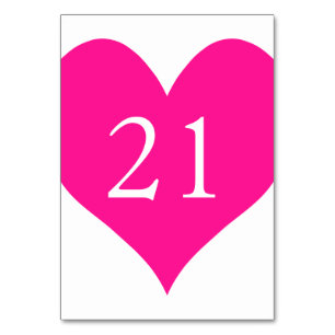 Cute Deep Pink Numbered Heart Table Number