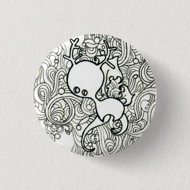Cute deer 3 cm round badge (Front)