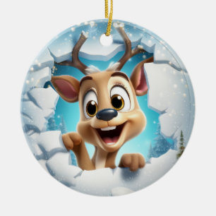 Cute Deer 3D Ceramic Ornament