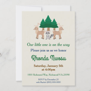 Cute Deer and Racoon Baby Shower Invitation