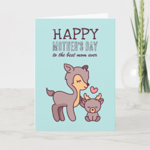 Cute Deer Animal Cartoon Happy Mother's Day Card