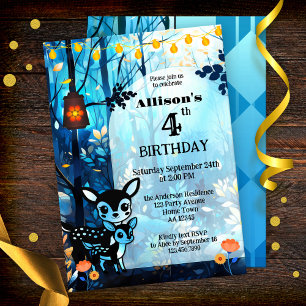 Cute Deer Autumn Kid's Birthday Invitation