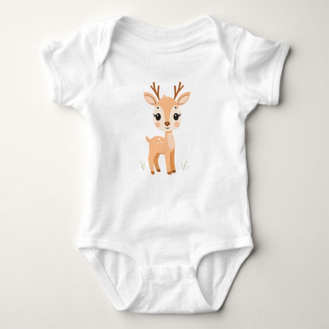 Cute Deer Baby Jersey Bodysuit  (Front)