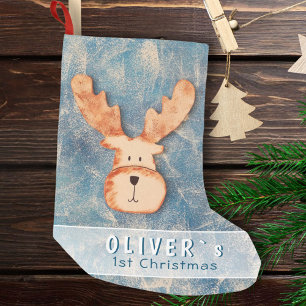 Cute Deer Baby`s First Christmas Small Christmas Stocking