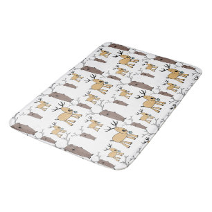 Cute Deer Buck Bull Elk Hand Drawn Bath Mat
