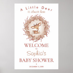Cute Deer Christmas Baby Shower Welcome Sign