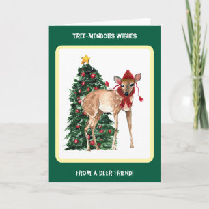 Cute deer christmas card with Christmas tree