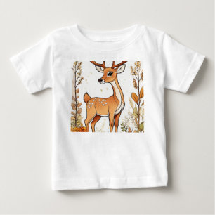 Cute Deer Coloring Book Illustration Baby T-Shirt