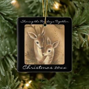 Cute Deer Couple Personalised Ornaments